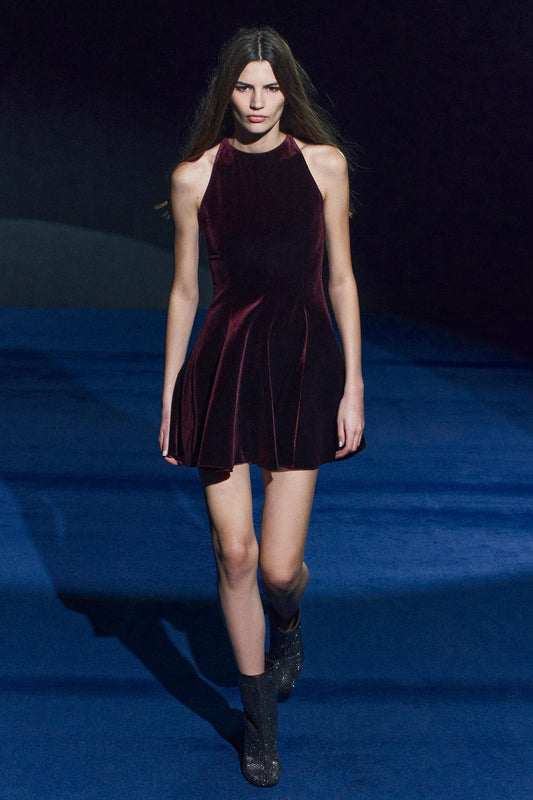 The ÆSTH Viral Burgundy Velvet Dress