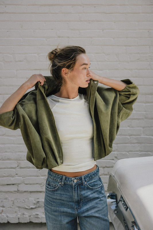 The ÆSTH Suede Bomber Jacket