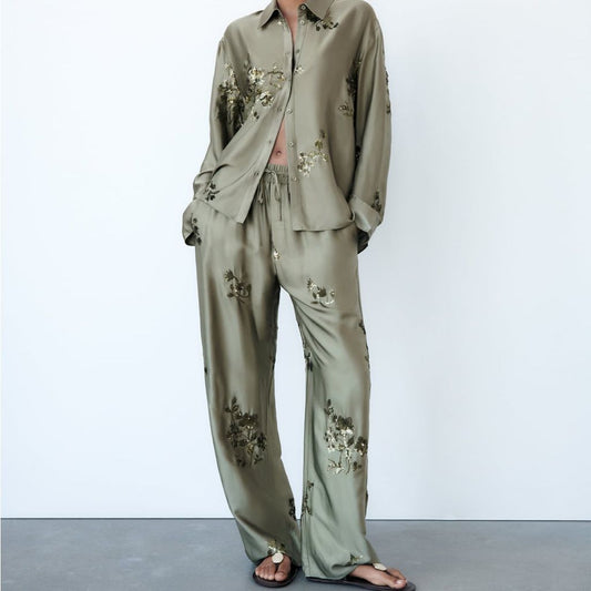The ÆSTH Sequin Palazzo Blouse