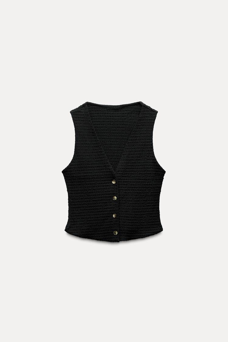 Structured Sleeveless Knit Vest