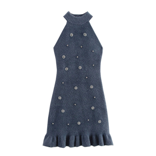 The ÆSTH Beaded Halter Dress