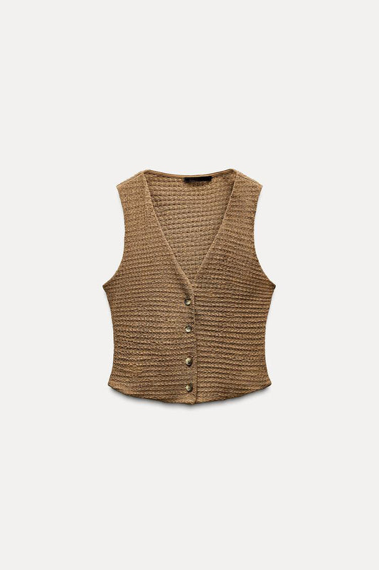 Structured Sleeveless Knit Vest