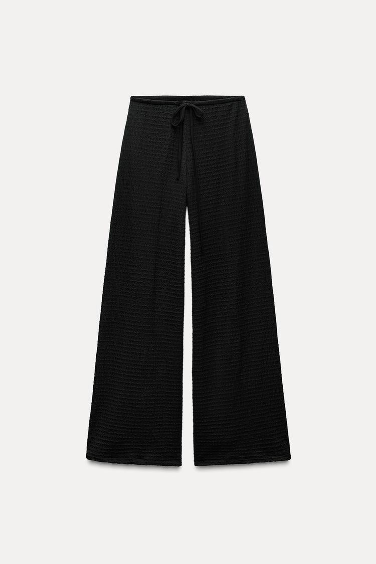 Structured Wide-Leg Knit Pants