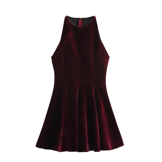The ÆSTH Viral Burgundy Velvet Dress