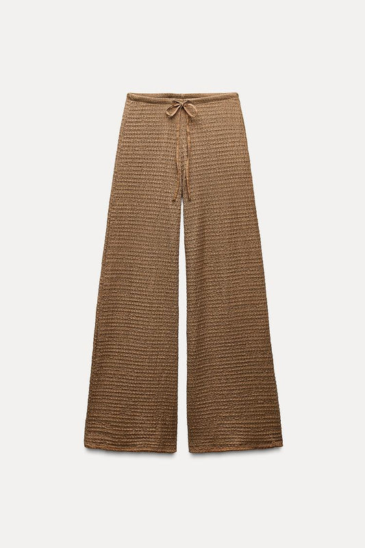 Structured Wide-Leg Knit Pants