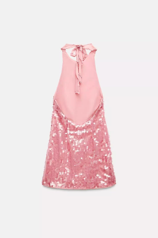 Pink Halter Neck Dress