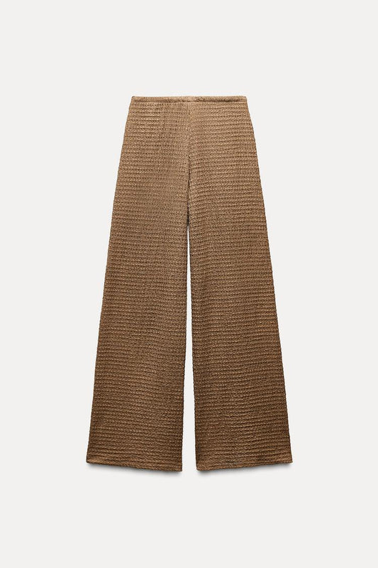 Structured Wide-Leg Knit Pants