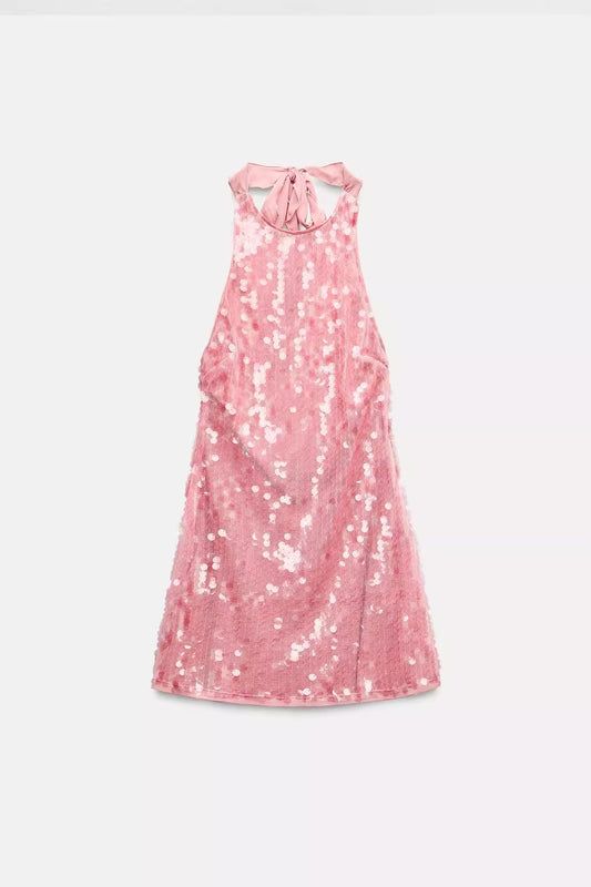 Pink Halter Neck Dress