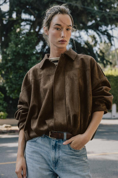 The ÆSTH Suede Bomber Jacket